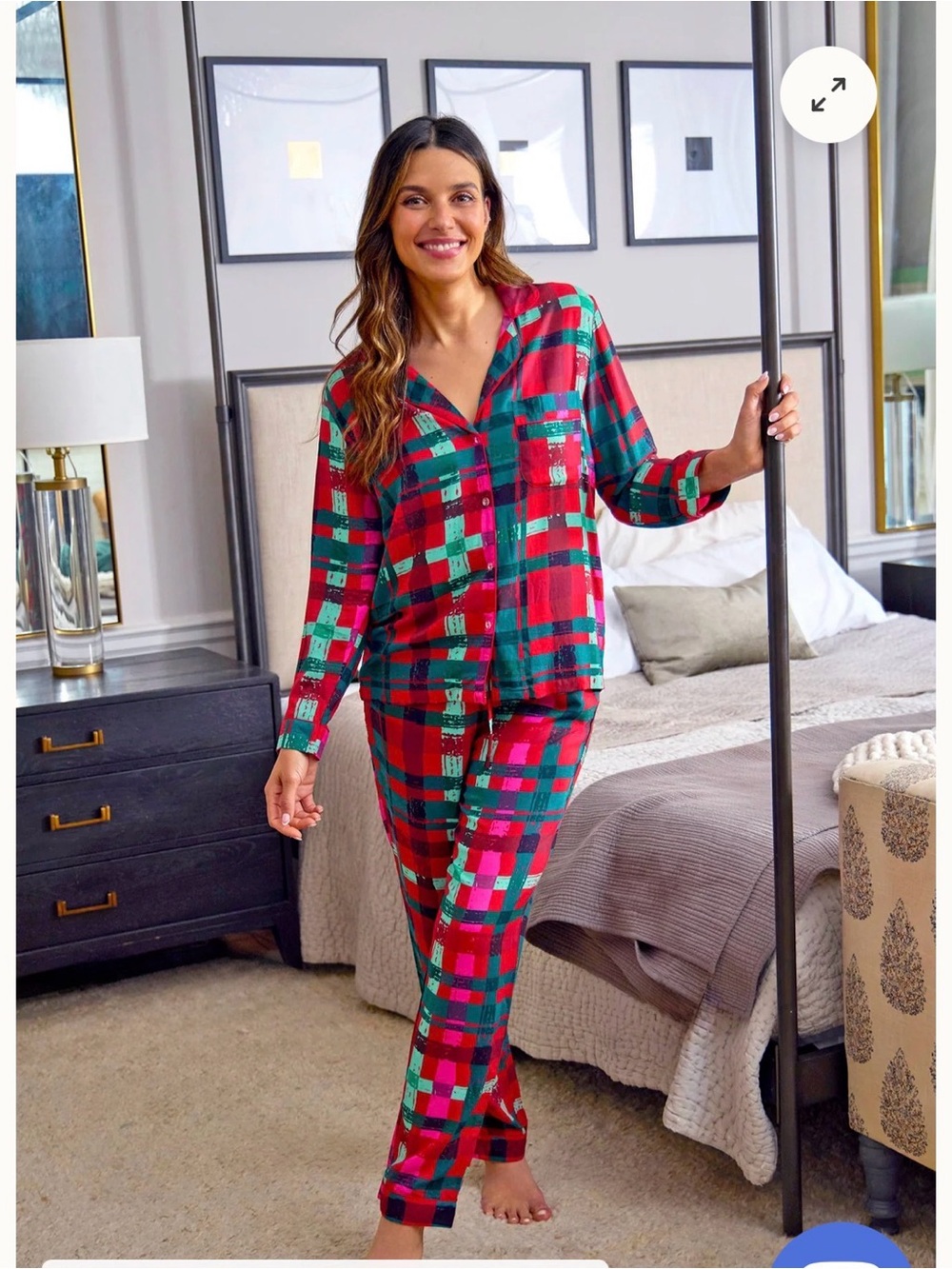 Sheridan French  Plaid Button-Up Pajama Set
